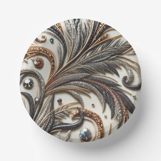 Glamoureus barok design met glitter en edelstenen papieren kommen (Voorkant)