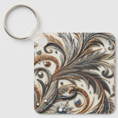 Glamoureus barok design met glitter en edelstenen sleutelhanger (Voorkant)