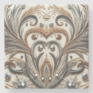 Glamoureus barok design met glitter en edelstenen stenen onderzetter