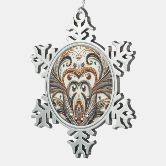 Glamoureus barok design met glitter en edelstenen tin sneeuwvlok ornament (Rechts)