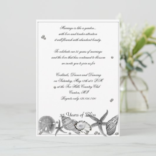Glamoureus Beach in Silver Jubileum Invitation Kaart (Staand voorkant)