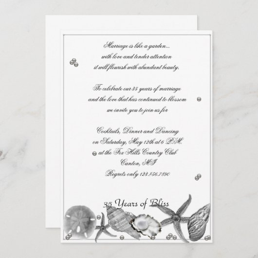 Glamoureus Beach in Silver Jubileum Invitation Kaart (Voorkant / Achterkant)