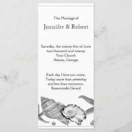 Glamoureus Beach in Silver Wedding Program Programmakaart