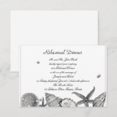 Glamoureus Beach in Silver Wedding Rehearal Kaart (Voorkant / Achterkant)
