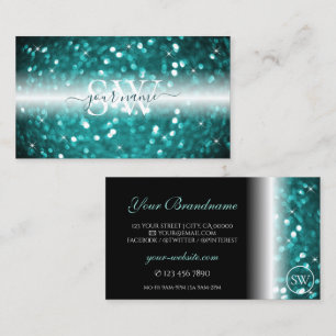 Glamoureus Black Blauwgroen mousserend Glitter Mon Visitekaartje