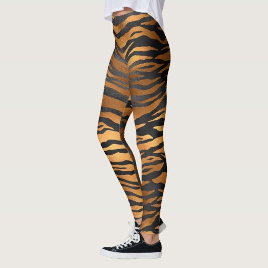 Glamoureus Black Brown Tiger Stripes Animal Print Leggings (Links)