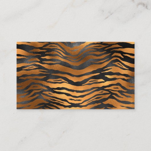 Glamoureus Black Brown Tiger Stripes Animal Print Visitekaartje (Voorkant)