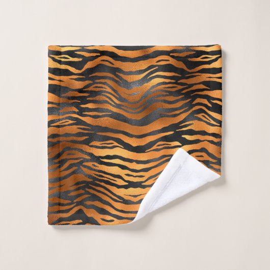 Glamoureus Black Brown Tiger Stripes Animal Print Washandje (Wasdoekje)