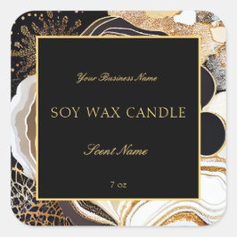 Glamoureus Black en Gold Abstract marmer Agate Vierkante Sticker