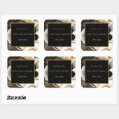 Glamoureus Black en Gold Abstract marmer Agate Vierkante Sticker (Vel)