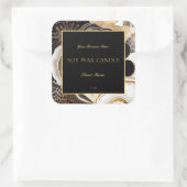 Glamoureus Black en Gold Abstract marmer Agate Vierkante Sticker (Tas)