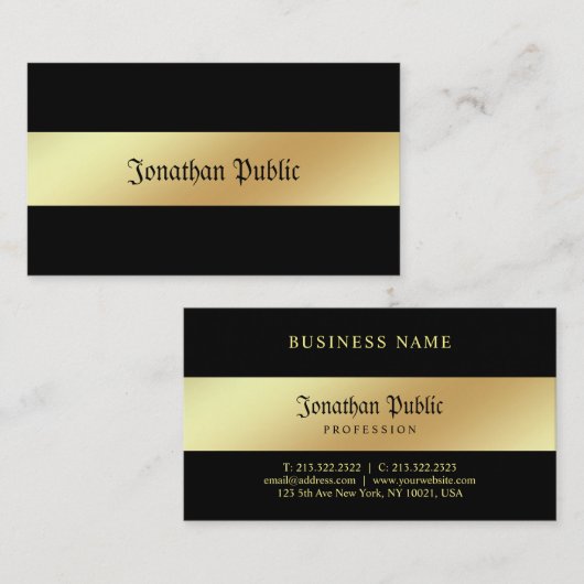 Glamoureus Black en Gold Elegant Professional Visitekaartje (Voorkant / Achterkant)