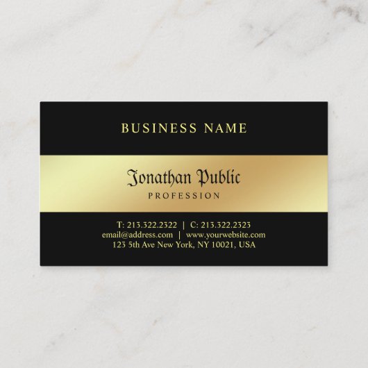 Glamoureus Black en Gold Elegant Professional Visitekaartje (Achterkant)