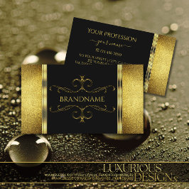 Glamoureus Black en Gold Glitter Gedecorreerd  Visitekaartje