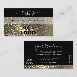 Glamoureus Black en Gold Sparkle Glitter met Logo Visitekaartje