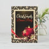 Glamoureus Black en Gulden Kerstmis Uitnodiging (Staand voorkant)