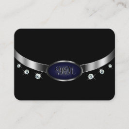 Glamoureus Black en Silver met Monogram Diamonds Visitekaartje