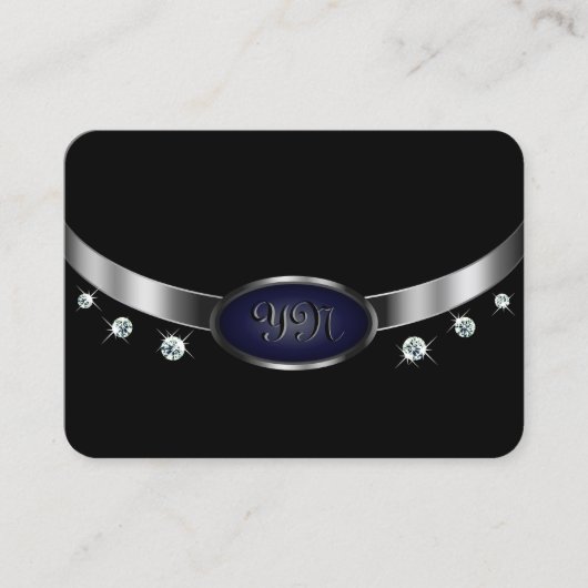 Glamoureus Black en Silver met Monogram Diamonds Visitekaartje (Voorkant)