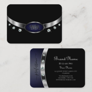 Glamoureus Black en Silver met Monogram Diamonds Visitekaartje