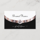 Glamoureus Black en White Rose Gold met Initialen Visitekaartje (Voorkant)