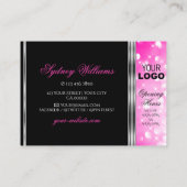 Glamoureus Black Girly Pink Glitter Logo Silver Visitekaartje (Achterkant)