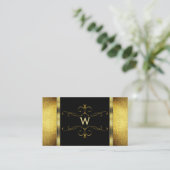 Glamoureus Black Gold Glitter Decorated Monogram Visitekaartje (Staand voorkant)