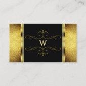 Glamoureus Black Gold Glitter Decorated Monogram Visitekaartje (Voorkant)