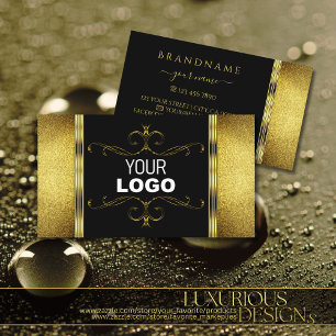 Glamoureus Black Gold Glitter Gedecorreerde  Logo Visitekaartje