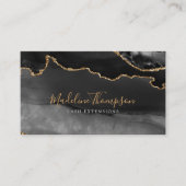 Glamoureus Black Gold Marble Agate Geode Visitekaartje (Voorkant)