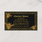 Glamoureus Black Gold Queen Bee Events Production Visitekaartje (Achterkant)