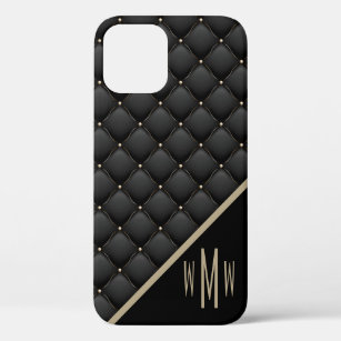 Glamoureus Black Gold Quiled Pattern Monogram Case-Mate iPhone Case