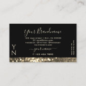 Glamoureus Black Gold Sparkle Glitter met monogram Visitekaartje (Achterkant)