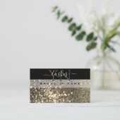 Glamoureus Black Gold Sparkle Glitter met monogram Visitekaartje (Staand voorkant)