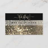 Glamoureus Black Gold Sparkle Glitter met monogram Visitekaartje (Voorkant)