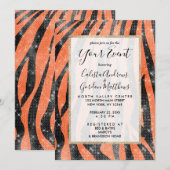 Glamoureus Black Oranje Glitter Animal Tiger Strip Kaart (Voorkant / Achterkant)