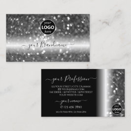 Glamoureus Black Silver Sparking Glitter met Logo Visitekaartje