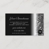 Glamoureus Black Silver Sparking Glitter Monogram Visitekaartje (Achterkant)