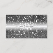 Glamoureus Black Silver Sparking Glitter Monogram Visitekaartje (Voorkant)