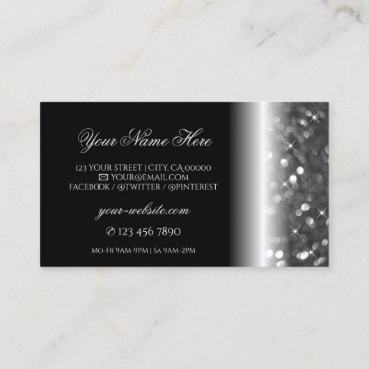 Glamoureus Black Silver Sparking Glitter Stijlvol Visitekaartje (Achterkant)