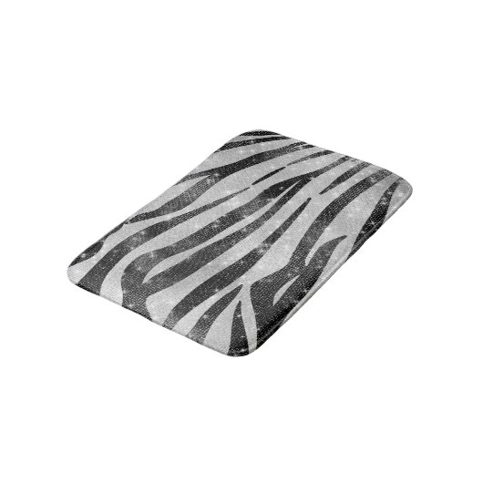 Glamoureus Black White Sparkly Glitter Zebra Strip Badmat (Gekanteld)