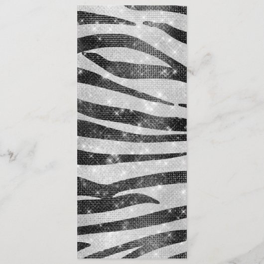Glamoureus Black White Sparkly Glitter Zebra Strip Menu (Achterkant)