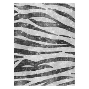 Glamoureus Black White Sparkly Glitter Zebra Strip Tafelkleed
