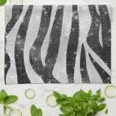 Glamoureus Black White Sparkly Glitter Zebra Strip Theedoek (Gevouwen)