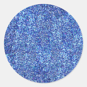 Glamoureus Blauw Glitter Blank Sjabloon Classic Ronde Sticker