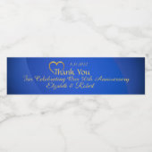 Glamoureus Blauw & Goud 50e Jubileum Feestgunst Waterfles Etiket (Enkel label)