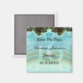 Glamoureus Blauw Kristal Sweet 16 Save The Date Magneet (Voorkant / Achterkant)