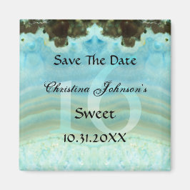 Glamoureus Blauw Kristal Sweet 16 Save The Date Magneet