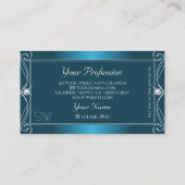 Glamoureus Blauwgroen Blue  Sparkle Jewels Monogra Visitekaartje (Achterkant)