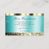 Glamoureus Blauwgroen en Goudmousserend Glitter Mo Visitekaartje (Achterkant)