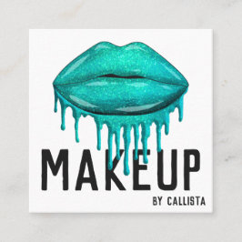 Glamoureus Blauwgroen glitter druppelt op scherp Vierkante Visitekaartje